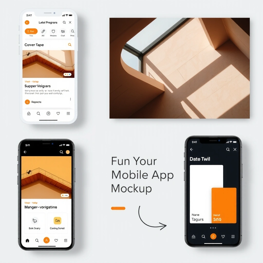 Mobile app interface design showing multiple screens and user flow